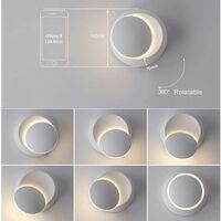 360 Grad Drehbare Wandleuchte Kreative Wandleuchte Moderne LED Wandlampe für Nachtflur Treppe Wohnzimmer Schlafzimmer (Weiß)