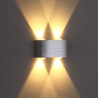 LED Wandleuchte 4W Moderne Wandleuchte Warmweiß Aluminium Deckenleuchte für Schlafzimmer Wohnzimmer Bad Flur Treppe (Silber)