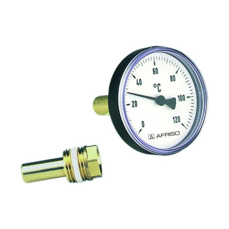 Bimetall-Thermometer 0–120°C – 63/80/100 Mm, Axial, Mit Easy-Fix & Tauchhülse – Für Heizung & Sanitär