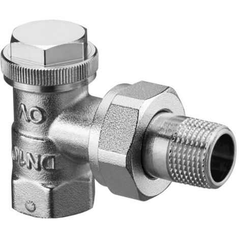 Oventrop Combi 3 Heizkörperverschraubung DN 10 3/8", PN 10 Eckausführung, Rotguss Messing vernickelt