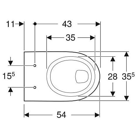 Geberit Renova Wand-WC Flachspüler Tiefe 54cm, weiß/KeraTect