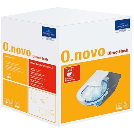 Villeroy & Boch Combi-Pack O.novo HR 360x560x350mm Oval wandhängend Abgang waagerecht Direct-Flush, Weiß Alpin