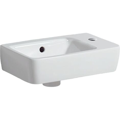Geberit Renova Compact Handwaschbecken Ablagefläche ohne verk. Ausladung 40x15x25cm Hahnloch rechts Überlauf sichtbar Weiß