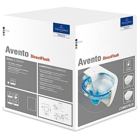 Villeroy & Boch Combi-Pack Avento HR 370x530x315mm Oval wandhängend Abgang waagerecht Direct-Flush, Weiß Alpin