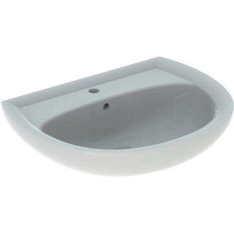 Geberit Renova Waschtisch, Breite 65cm, Tiefe 51cm, Hahnloch mittig, Überlauf sichtbar, Pergamon