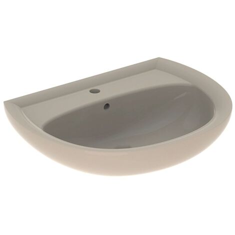 Geberit Renova Waschtisch, Breite 65cm, Tiefe 51cm, Hahnloch mittig, Überlauf sichtbar, Bahama-Beige