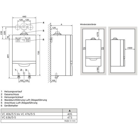 Vaillant ecoTEC plus VC 636/5-5 LL Gas-Wandheizgerät Brennwert, 230 V