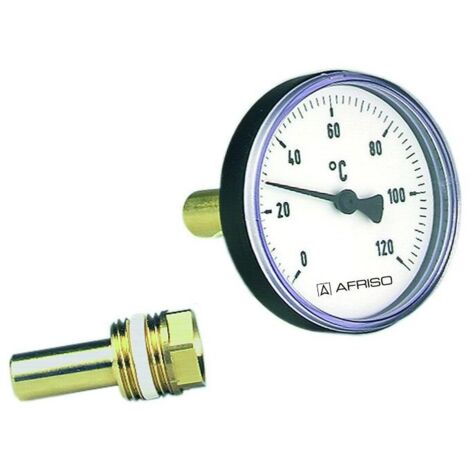 Kessel-/Ofen-Radialthermometer – Einschraub 1/2″, Tauchhülse 50 Mm, 120°C – Bimetall, Ø63 Mm, Für Heizungsanlagen