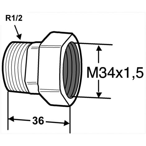 IMI Heimeier Heizkörper-Anschlussverschraubung, R 1/2" x M34, Ametal-C vernickelt