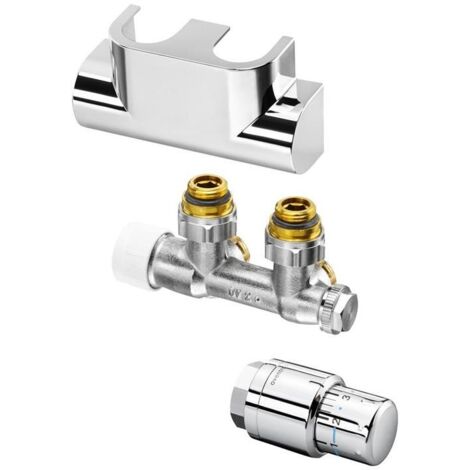 Oventrop Anschluss-Set für Badheizkörper Multiblock T/Uni SH, Eckausführung, Edelstahl-Design (1/5)