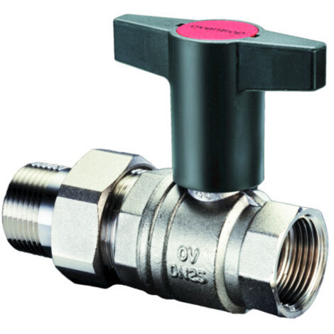 Oventrop Optiba Kugelhahn Knebelgriff DN 20 3/4" Innengewinde und Verschraubung mit Außengewinde PN 16, Messing