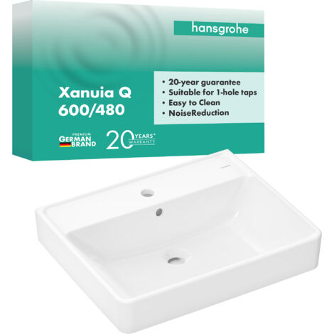 hansgrohe Xanuia Q Waschtisch 600x480mm mit Hahnloch und Überlauf, Weiß