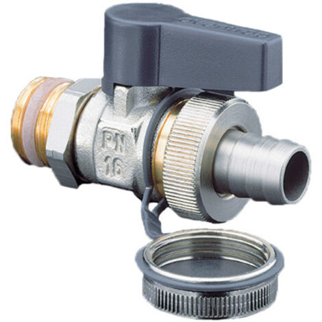 Oventrop Optiflex Kugelhahn DN 10 3/8" Außengewinde mit Schlauchverschraubung und Verschlusskappe, Messing vernickelt