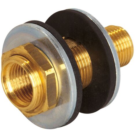 Flamco Außengewinde-Wandscheibe, Länge 65mm,G 3/4" Außengewinde xG 1/2" Innengewinde Wandstärke 5-30mm, Verdrehschutz, SW24