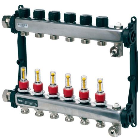 TECEfloor Edelstahl-Heizkreisverteiler, mit Durchflussanzeige,