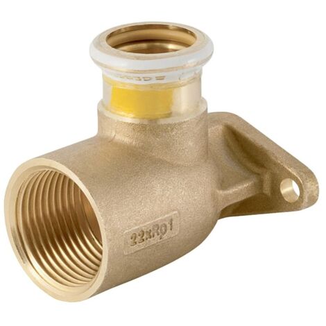 Geberit Mapress Kupfer Anschlusswinkel 90 Grad abgesetzt, Lochkreis 50mm, Gas d 28mm, Rp 1", Länge 6,5cm (1/5)