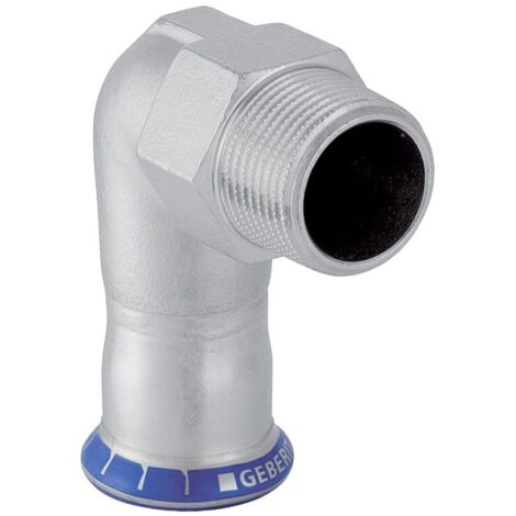 Geberit Mapress Edelstahl Übergangswinkel 90 Grad mit Außengewinde D 15mm, R 1/2"