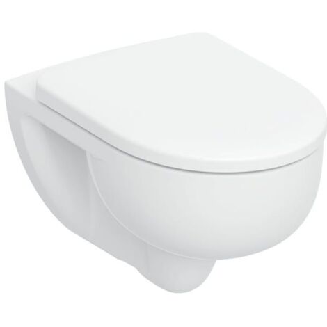 Geberit Renova Set Wand-WC Tiefspüler TurboFlush mit WC-Sitz T 54cm Absenkautomatik QR verriegelbar Befestigung von oben, Weiß