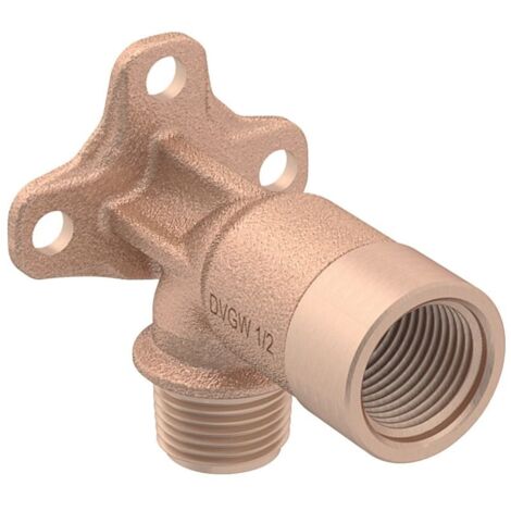 Geberit Anschlusswinkel 90 Grad mit Außengewinde MF 1/2", RMF 1/2″, Rp 1/2″, L 7,3cm, Rotguss bleifrei