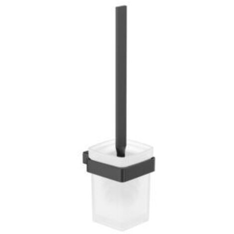 emco Loft Bürstengarnitur Glasteil Mattglas Schwarz Wandmontage mit Befestigungsmaterial Zamak