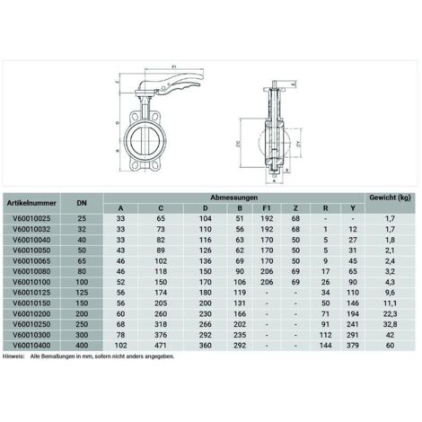 EBRO Absperrklappe Z011-A TW m. Rastgriff DN80 PN 10/16 EBRO Absperrklappe Z011-A TW m. Rastgriff DN80 PN 10/16