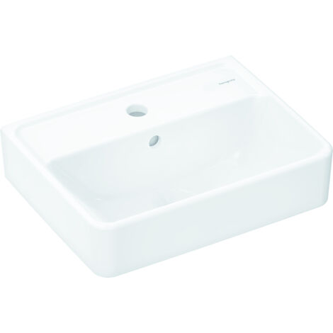 hansgrohe Xanuia Q Handwaschbecken 450x340mm mit Hahnloch und Überlauf, Weiß
