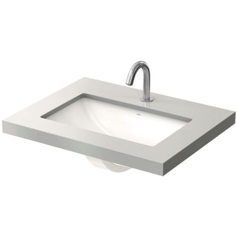 TOTO WU Unterbauwaschtisch eckig, Breite 590mm, Möbelmontage, ohne Hahnloch, mit Überlauf, Keramik Cefiontect, Weiß (1/4)