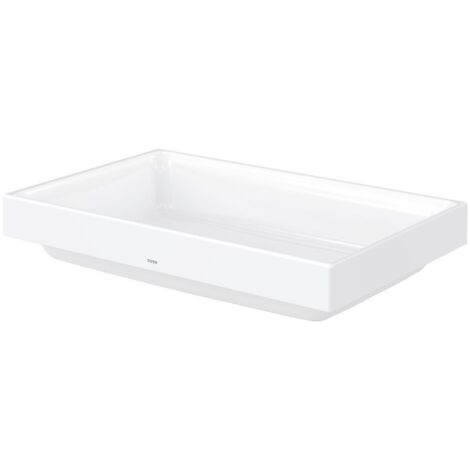 TOTO CS Aufsatzwaschtisch eckig, Breite 600mm, Möbelmontage, ohne Hahnloch, mit Überlauf, Keramik Cefiontect, Weiß (1/4)