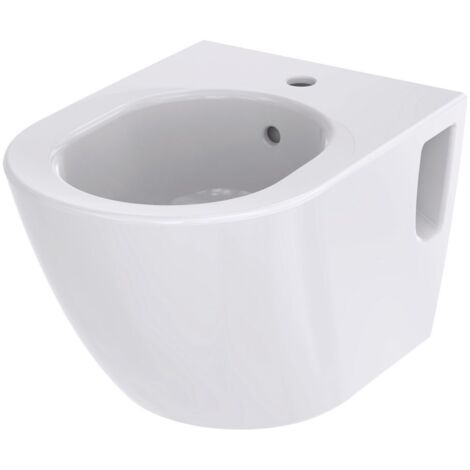 TOTO NC Bidet wandhängend, Vorwandmontage, mit Hahnloch mittig und Überlauf, Keramik Cefiontect, Weiß (1/2)