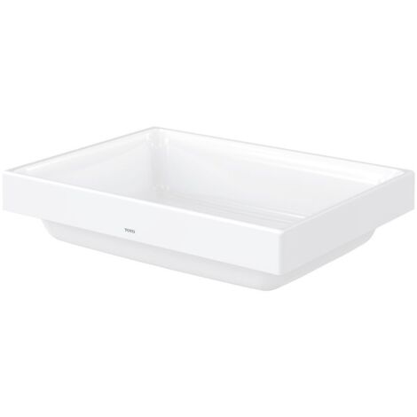 TOTO CS Aufsatzwaschtisch eckig, Breite 500mm, Möbelmontage, ohne Hahnloch, mit Überlauf, Keramik Cefiontect, Weiß (1/4)