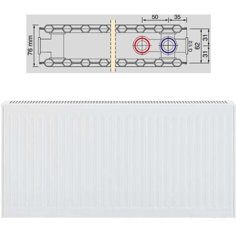 Viessmann Universalheizkörper Typ 20 500x76x500mm, 353W bei 70/55/20 Grad C (1/2)