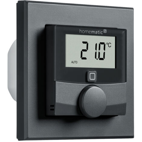 Homematic IP Wandthermostat mit Schaltausgang für Markenschalter, 86x86x54mm, 230V, beleuchtetes LC-Display, Anthrazit