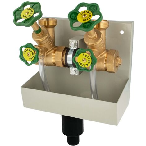 SCHLÖSSER Kompakt-Verteilerstation 2-Strang Verteiler - Zulauf 1 1/4 (5/4) Zoll - DN 32, mit Ablaufrinne