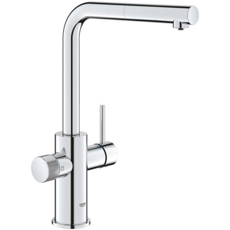Grohe Blue Pure Minta Einhand-Spültischarmatur mit Filter, L-Auslauf, herausziehbarer Auslauf, schwenkbar, Chrom, 30601000 (1/5)