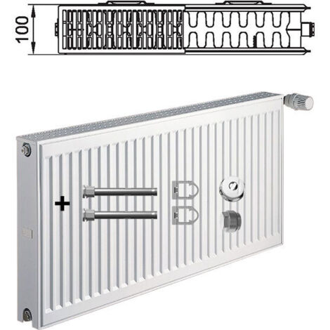 Kermi Profil-K therm-x2 Flachheizkörper Typ 22 Weiß 600x100x2600mm mit Abdeckung 4332W bei 75/65/20 Grad C