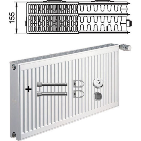 Kermi Profil-K therm-x2 Flachheizkörper Typ 33 Weiß 500x155x1400mm mit Abdeckung 2722W bei 75/65/20 Grad C