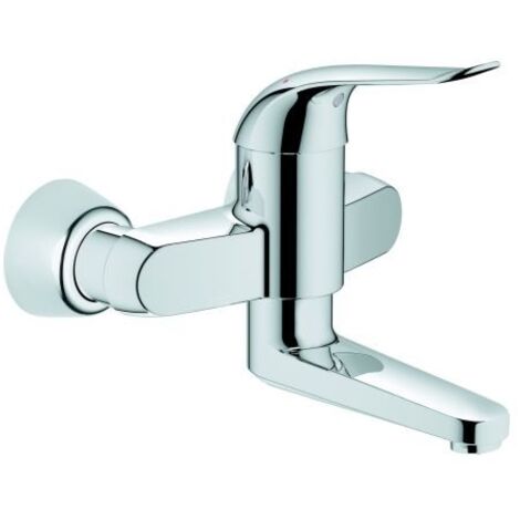 Grohe Eurosmart Care Einhand-Waschtischbatterie, Wandmontage, Ausladung 197mm, 46mm Keramikkartusche, Hebellänge 120mm, Chrom (1/5)