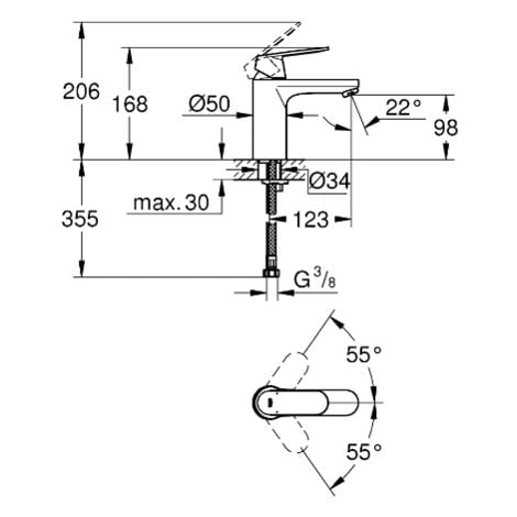 Einhand-Waschtischbatterie GROHE Eurosmart Cosmopolitan 1/2″ M-Size 23327000