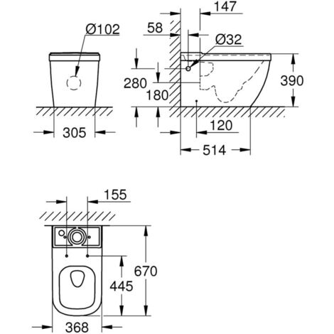 Grohe Euro Keramik Stand-WC-Kombination alpinweiß 3933800H