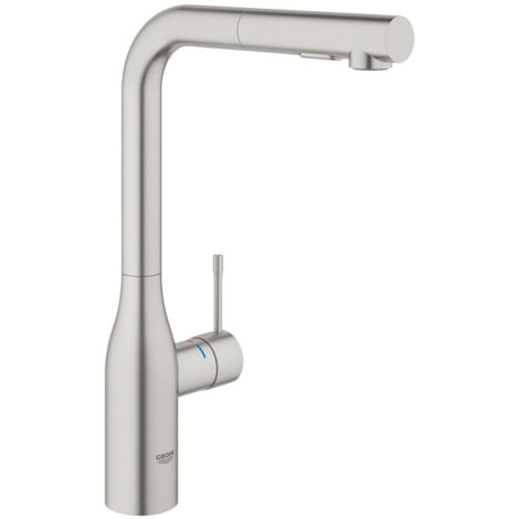 Grohe Essence 1-Loch-Einhand-Spültischbatterie herausziehbare Spülbrause, Supersteel, Professional Edition