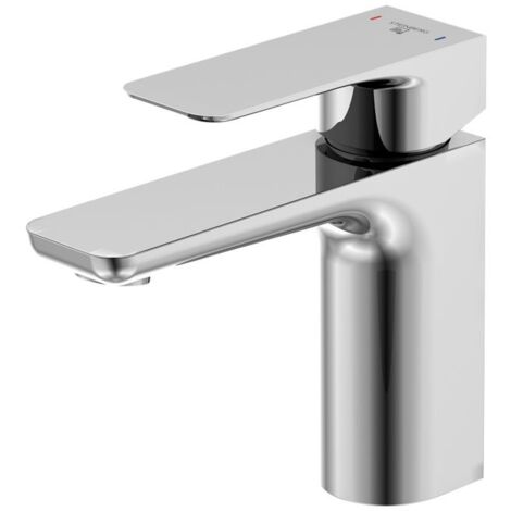 Steinberg Armaturen – Waschtisch-Einhebelmischer chrom – Standmontage – Eckiges Design – starrer Auslauf – geeignet für Durchlauferhitzer 21kWh (1/3)