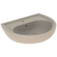 Geberit Renova Waschtisch, Breite 60cm, Tiefe 49cm, Hahnloch mittig, Überlauf sichtbar, Bahama-Beige