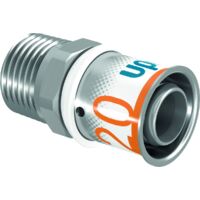 Uponor Übergangsnippel S-Press PLUS aus Messing, verzinnt 20mmx1/2 AG