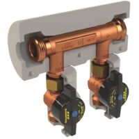 Kemper KHS Venturi-Strömungsteiler-Gruppe dynamisch, AP, DN 15/15/15 AG m. ÜM, PN 16, 90 Grad C, mit Dämmschale, Figur 650 02