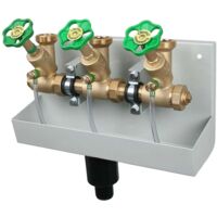 SCHLÖSSER Kompakt-Verteilerstation 3-Strang Verteiler - Zulauf 1 Zoll - DN 25, mit Ablaufrinne