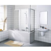 Kermi Seitenwand Vario 2000 für Badewannen TWD 1400x750x24mm Kerolan Perl 3mm Silber Mattglanz Anschlag links/rechts