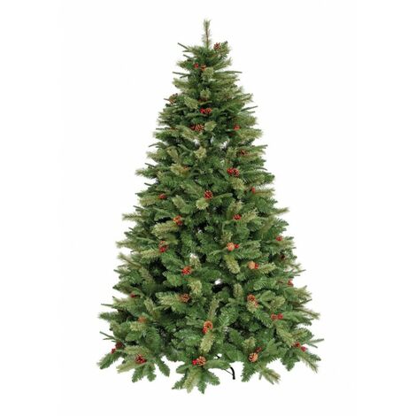 grün Metallstaender - Weihnachtsbaum Kieferzapfen - mit cm - GORDON - 1668 Beeren - Christbaum mit Nadeln Tannenbaum Zweige PVC und Realistisch H240 - Künstlicher