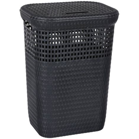 Cesto per biancheria in plastica rattan 60l grigio - 5five
