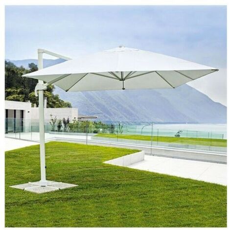VERDELOOK Ombrellone a braccio Deluxe 3x3 Bianco (1/4)