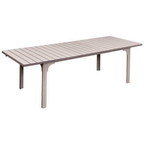 TAVOLO TENERIFE ALLUNGABILE IN METALLOBEIGE 180-240X90X76H DOGHE EFFETTO LEGNO